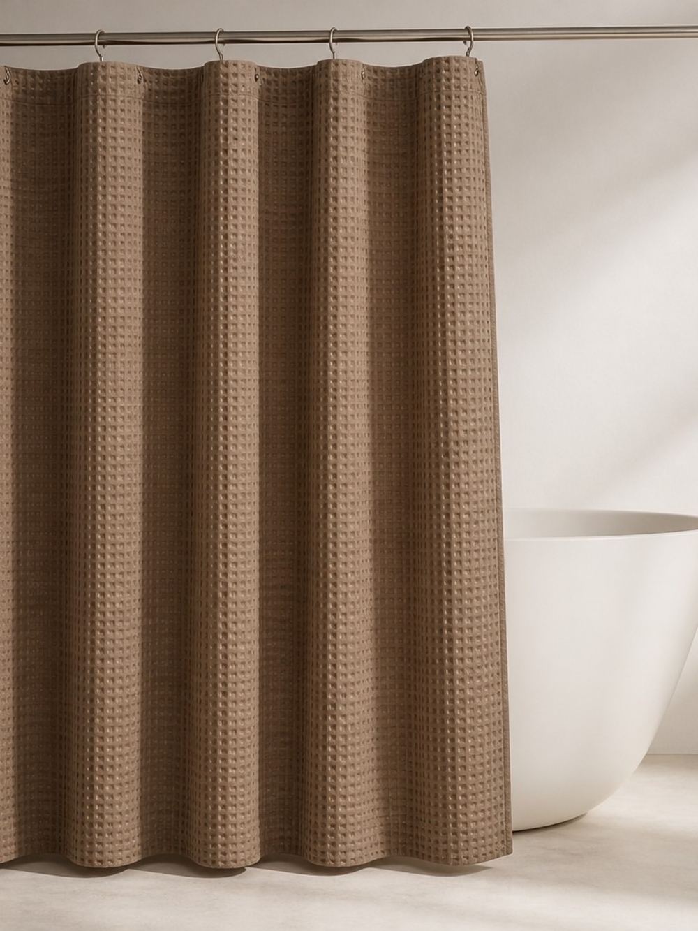 Waffle Weave Shower Curtain - Brown